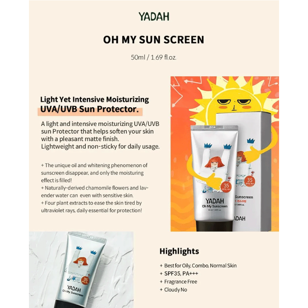 (NEWA) YADAH Oh My Sunscreen SPF35 PA++ 50ml - DODOSKIN
