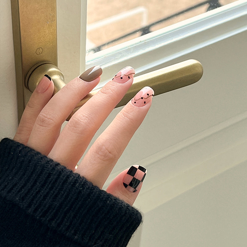 MUZMAK Nail Tips 36pcs #Egg Milktea(Regular Square)