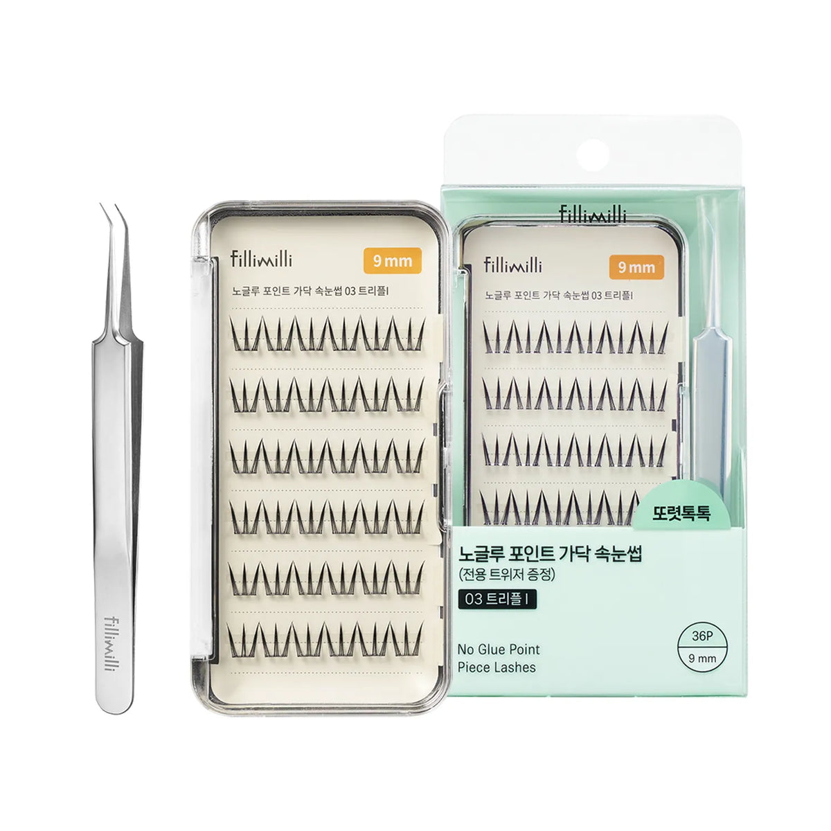 fillimilli No Glue Point Piece Eyelash (+Tweezers) (4 Types)
