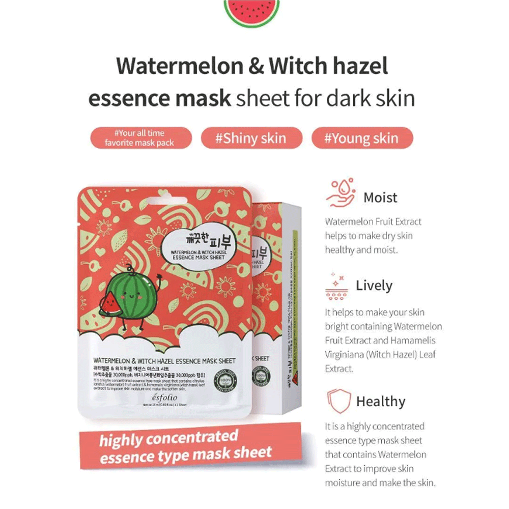 esfolio Watermelon & Witch Hazel Essence Mask Sheet 25ml *10ea - DODOSKIN
