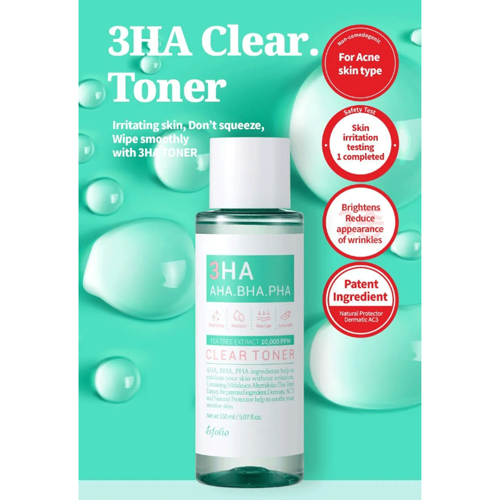 esfolio 3HA Clear Toner 150ml - DODOSKIN