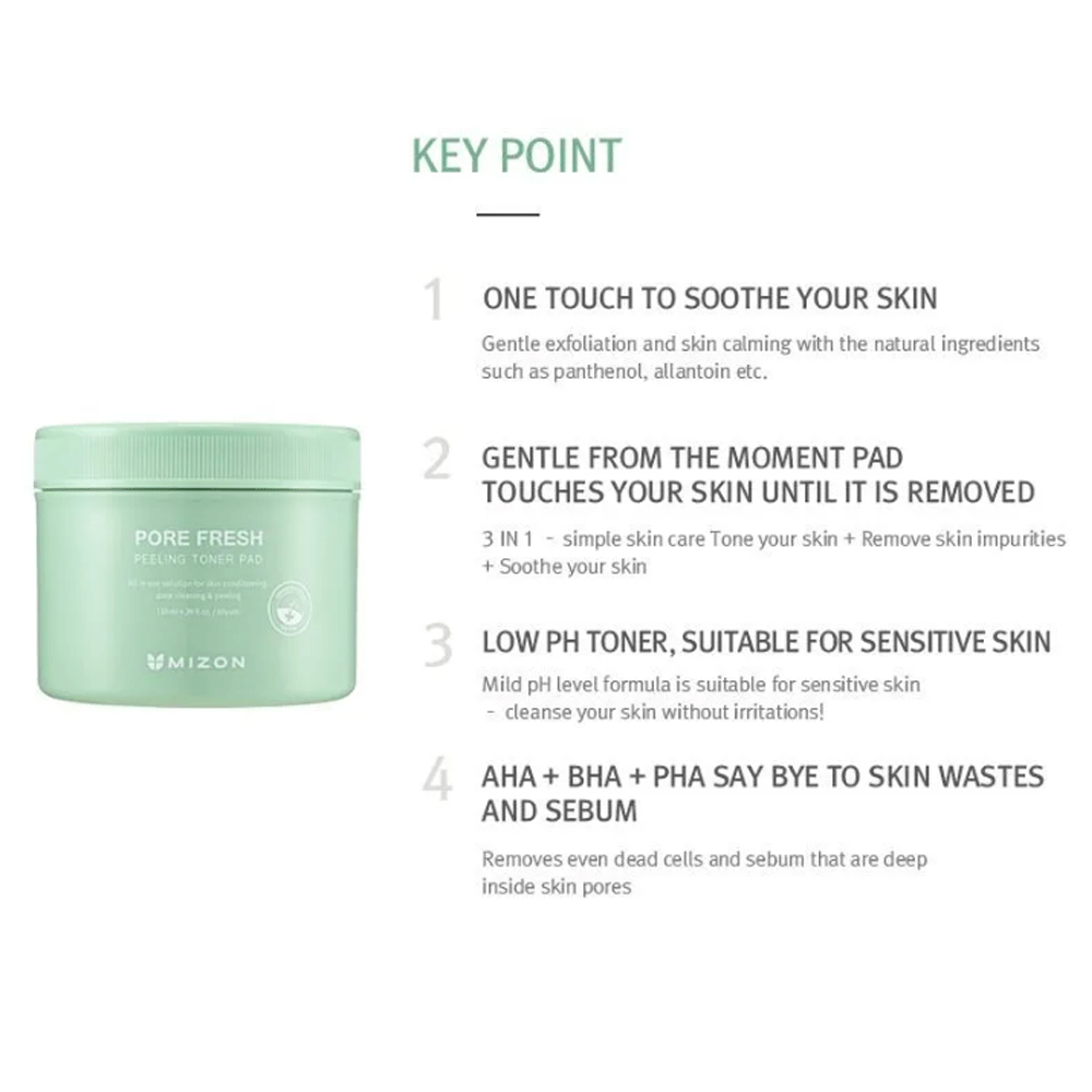 MIZON Pore Fresh Peeling Toner Pad 60 pads - DODOSKIN