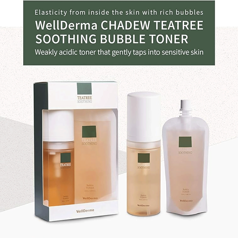 (NEWA) WellDerma TeaTree Soothing Bubble Toner 150ml + Refill 100ml - DODOSKIN