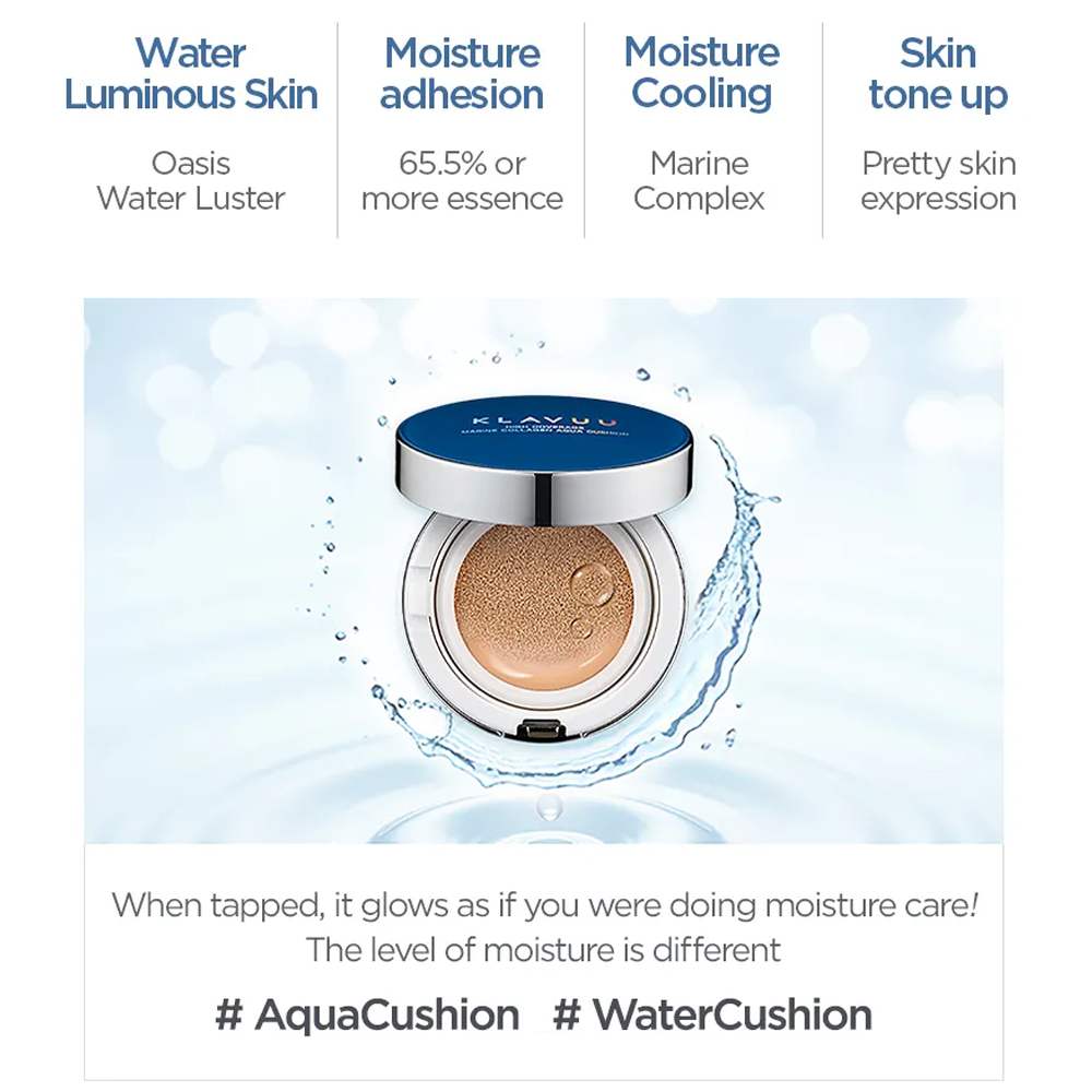KLAVUU Blue Pearlsation High Coverage Marine Collagen Aqua Cushion SPF50+ PA+++ 12g - DODOSKIN