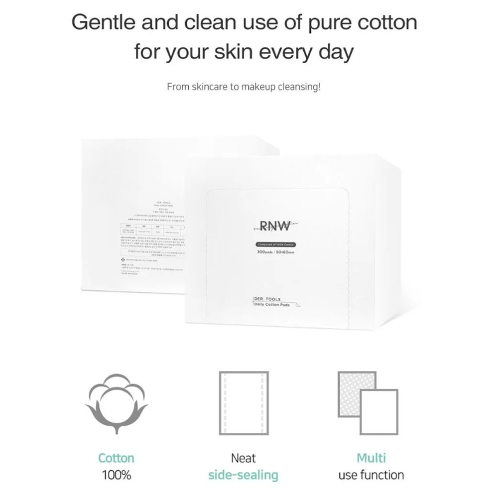 RNW DER. TOOLS Daily Cotton Pads 300 pcs - DODOSKIN