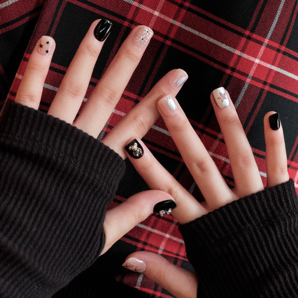 MUZMAK Nail Tips 36pcs #Grunge Bear(Short Square)