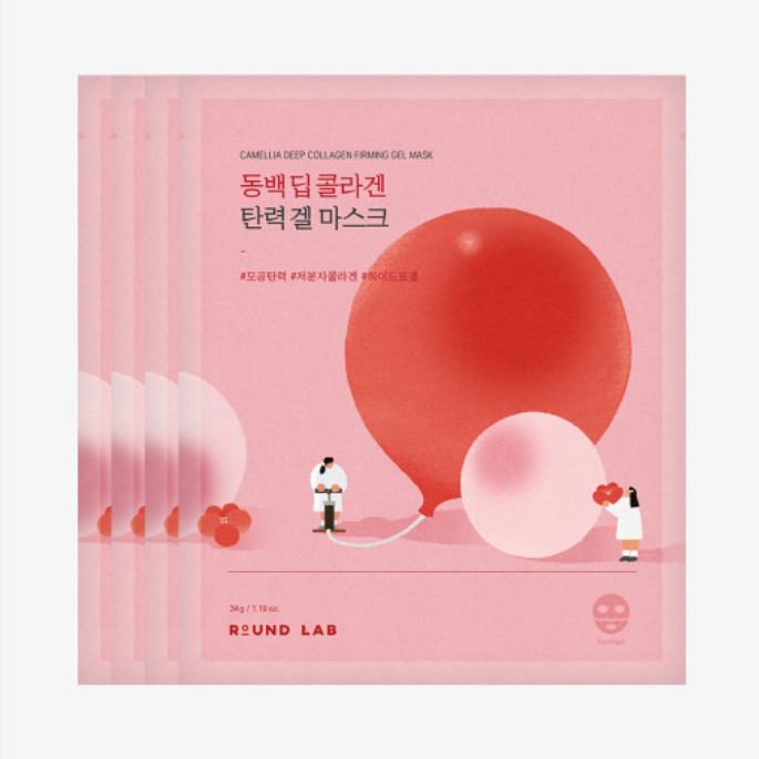 ROUND LAB Camellia Deep Collagen Reflejing Gel Mask 34G x 4EA