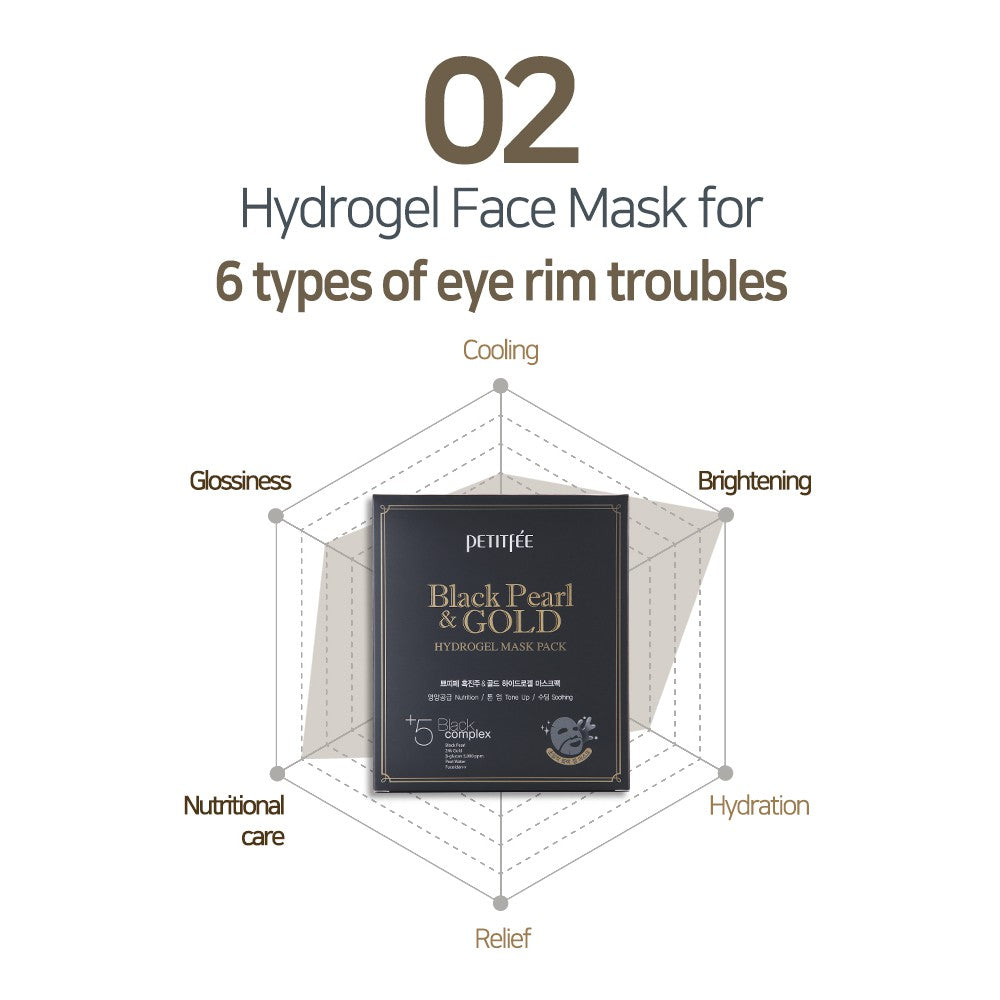 PETITFEE Black Pearl & Gold Hydrogel Mask Pack 5ea - DODOSKIN