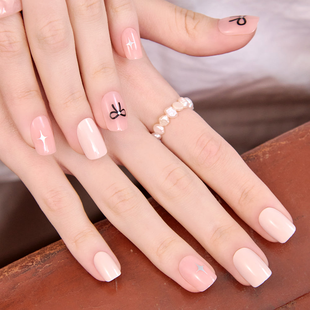 MUZMAK Nail Tips 36pcs #Ribbontie(Regular Square)