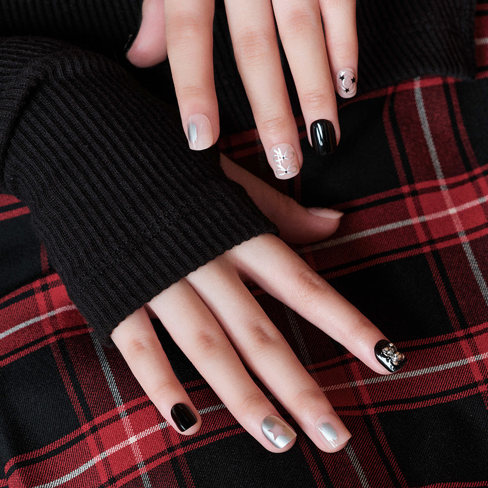 MUZMAK Nail Tips 36pcs #Grunge Bear(Short Square)