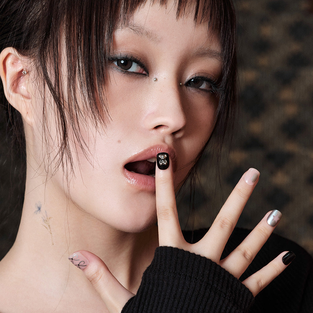 MUZMAK Nail Tips 36pcs #Grunge Bear(Short Square)