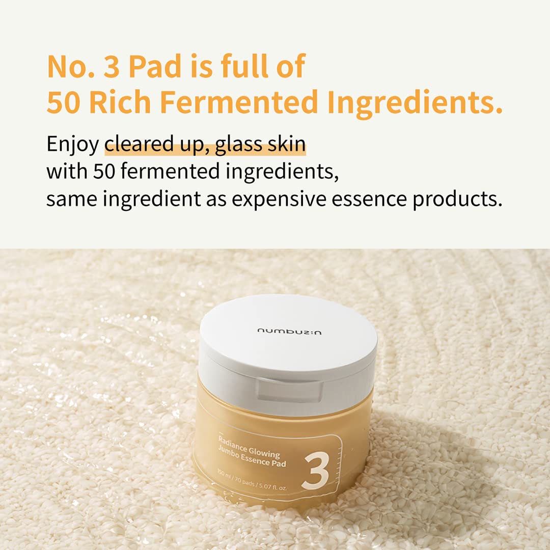 numbuzin No.3 Radiance Glowing Jumbo Essence Pad 150ml/ 70Pads - DODOSKIN