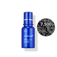 a blue bottle of medicube on a white background