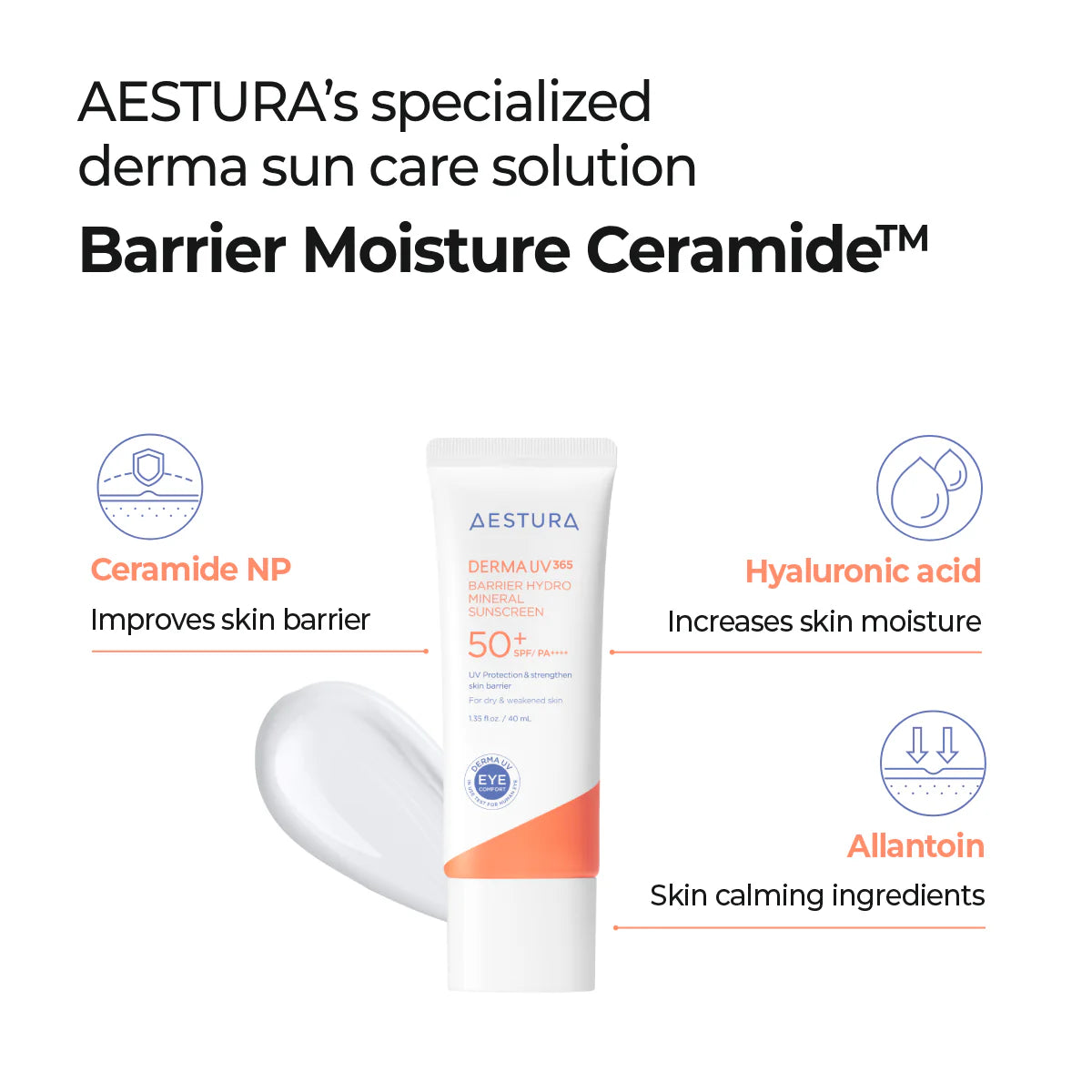 AESTURA Derma UV365 Barrier Mineral Sunscreen SPF50+ PA++++ 40ml + Atobarrier 365 Hydro Soothing Cream 60ml Special Set