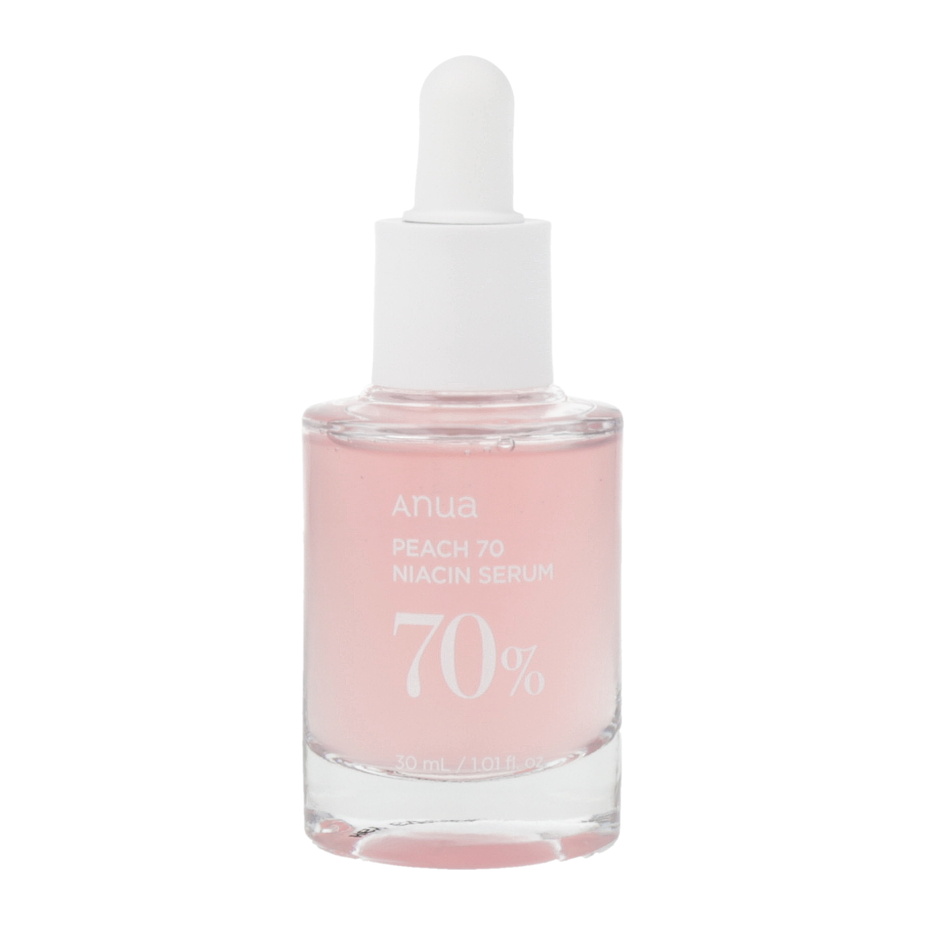 ANUA Peach 70 Niacin Serum 30ml - is a brightening serum that harnesses the power of niacinamide and peach extract to improve skin tone and texture