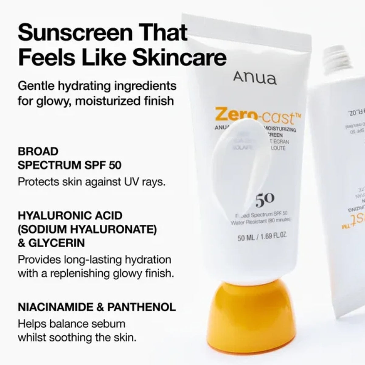 Anua Zero-cast Moisturizing Finish Sunscreen 50ml