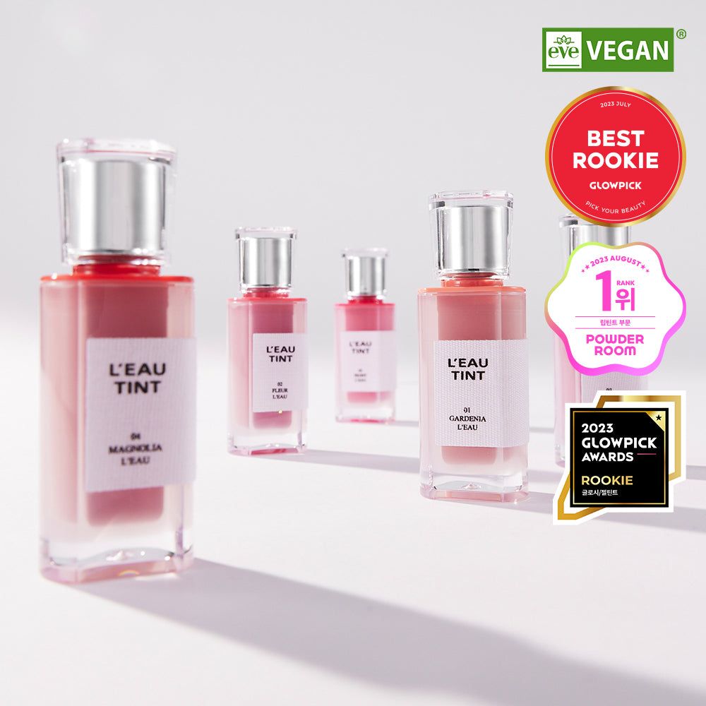 BBIA L'eau Tint comes in seven colors, 4.5g each, delivering a lightweight, vibrant tint for a natural lip enhancement.