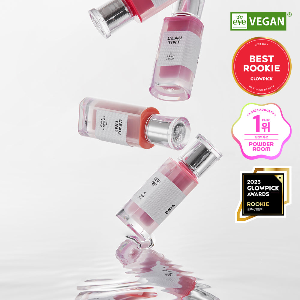 BBIA L'eau Tint in seven vibrant colors, 4.5g each, perfect for adding a splash of color to your makeup routine.