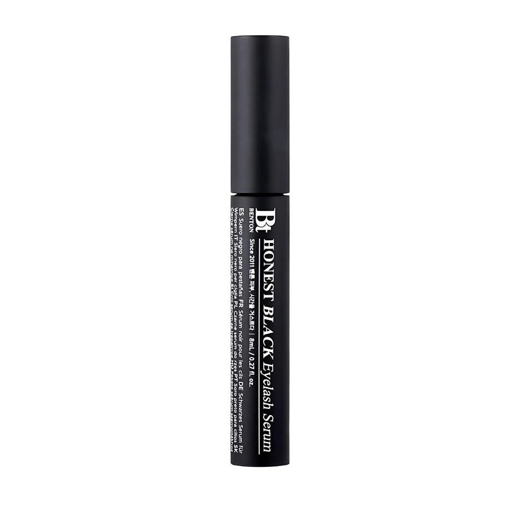The BENTON Honest Black Eyelash Serum is designed to enhance the health and appearance of eyelashes, providing nourishment for longer, stronger lashes.