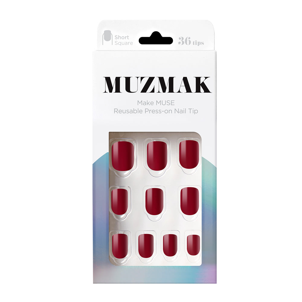 MUZMAK Nail Tips 36pcs #Best Red(Short Square)