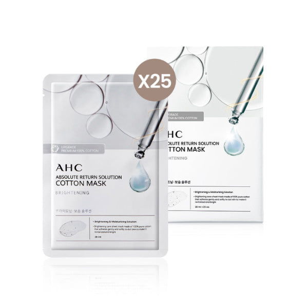 AHC Absolute Return Solution Pure Cotton Mask Brightening 28ml 25 Sheets