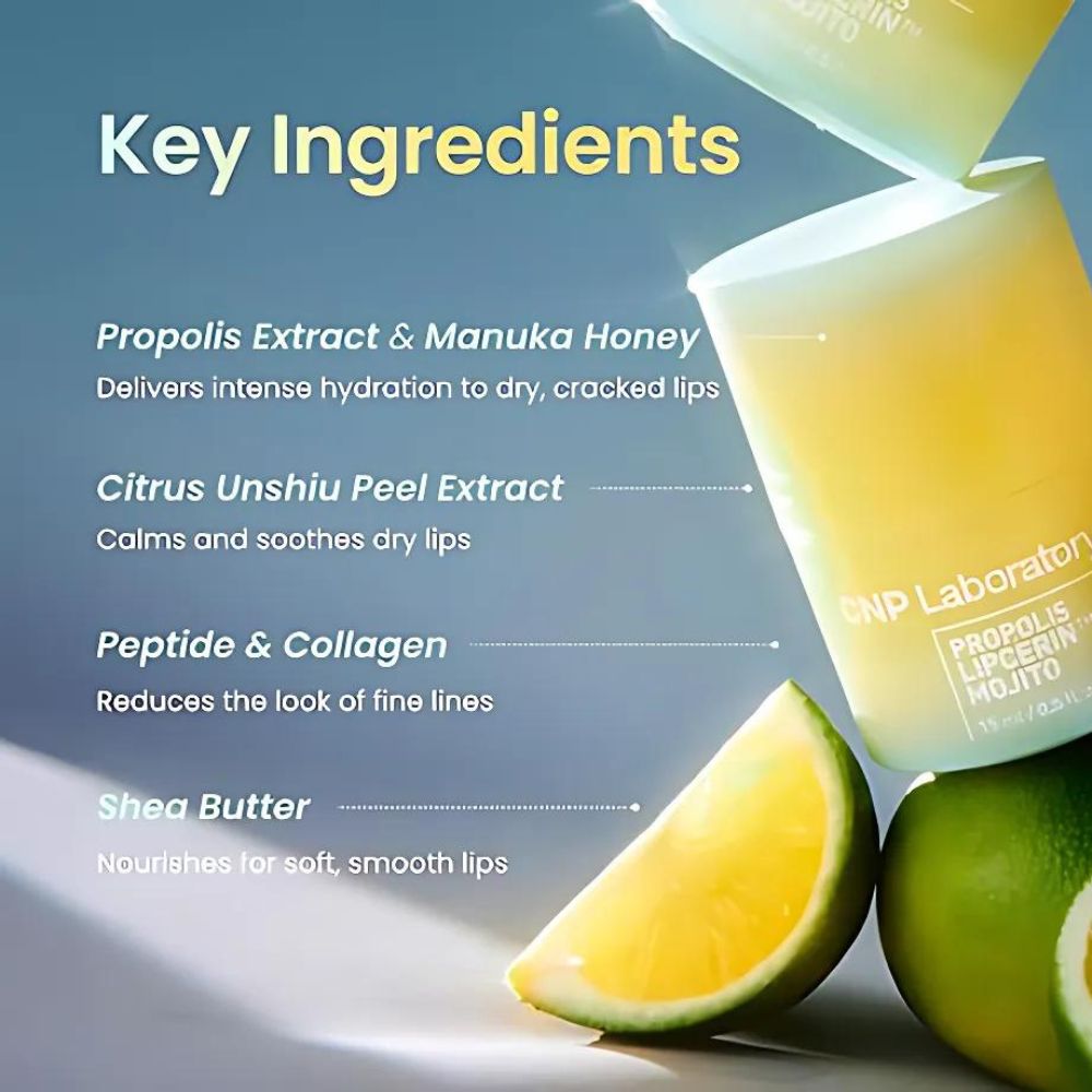 Choose from three variations to suit your lip care needs and enjoy long-lasting hydration and protection with CNP Laboratory Propolis Lipcerin