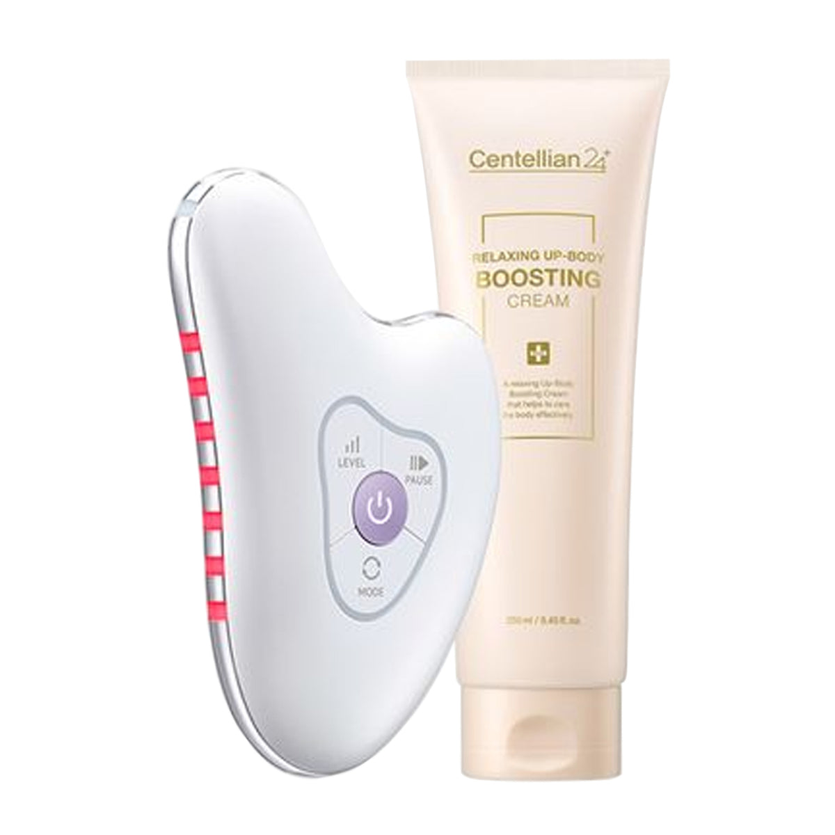 Centellian24 Madeca Prime Ritual White Pearl High-Frequency Galvanic Gua Sha Massager + Relaxing Up-Body Boosting Cream 250ml