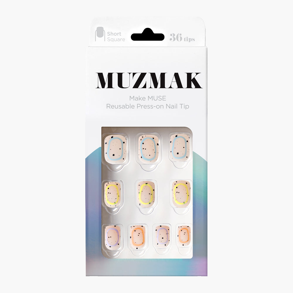 MUZMAK Nail Tips 36pcs #Cookie Ring(Short Square)