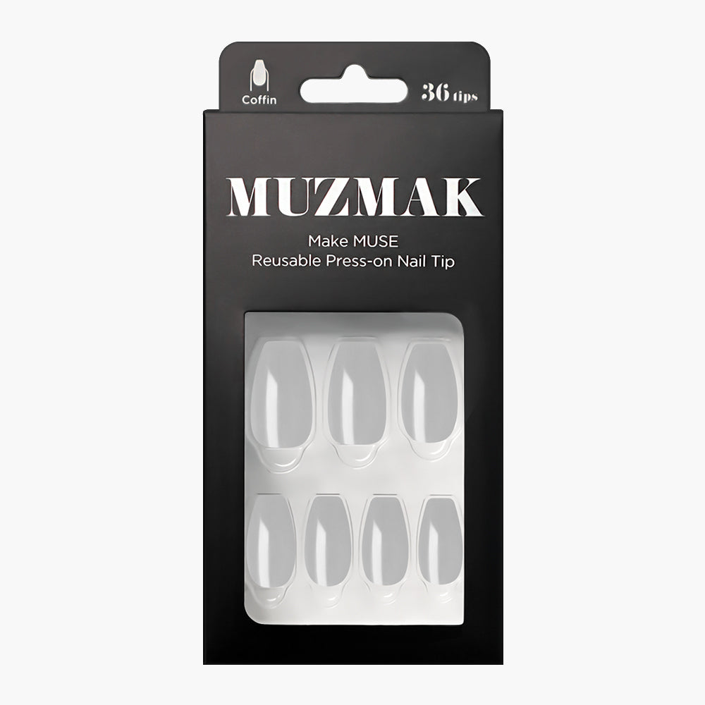 MUZMAK Nail Tips 36pcs #Cool Gray(Coffin)