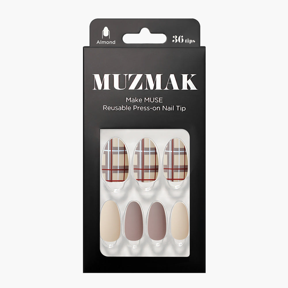MUZMAK Nail Tips 36pcs #Cozy Sand(Almond)