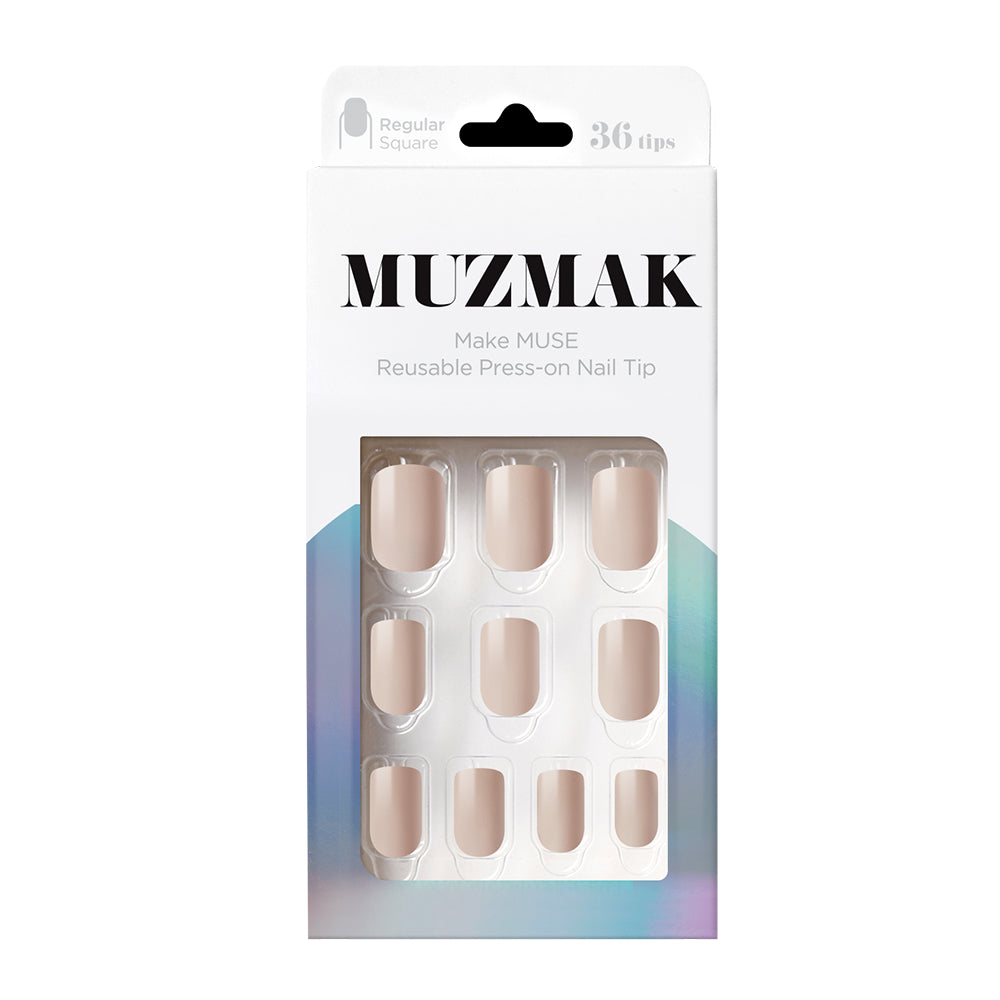 MUZMAK Nail Tips 36pcs #Cream Beige(Regular Square)