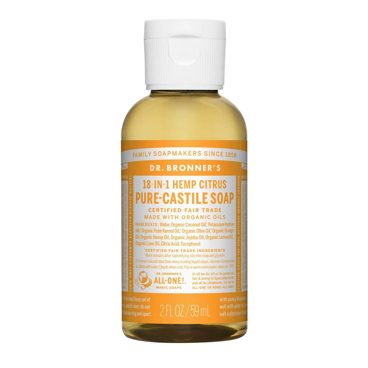 DR.BRONNER'S Citrus Orange Pure Castile Soap 60ml