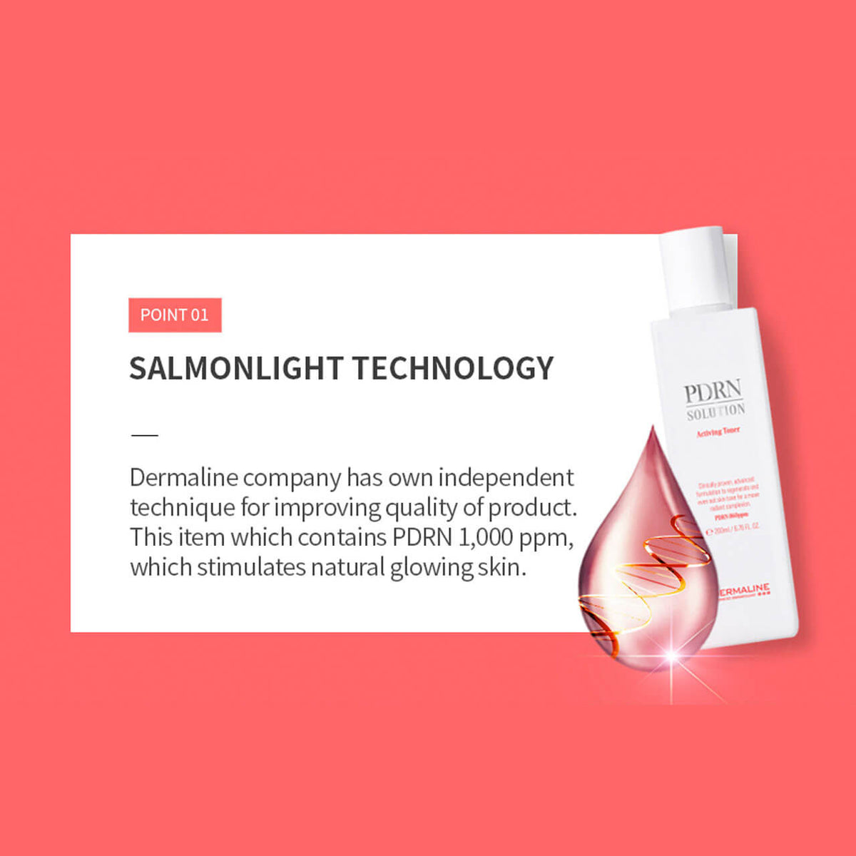 Hydrating and rejuvenating Dermaline PDRN Solution Activating Emulsion 200ml, a skincare product that promotes skin health and vitality.