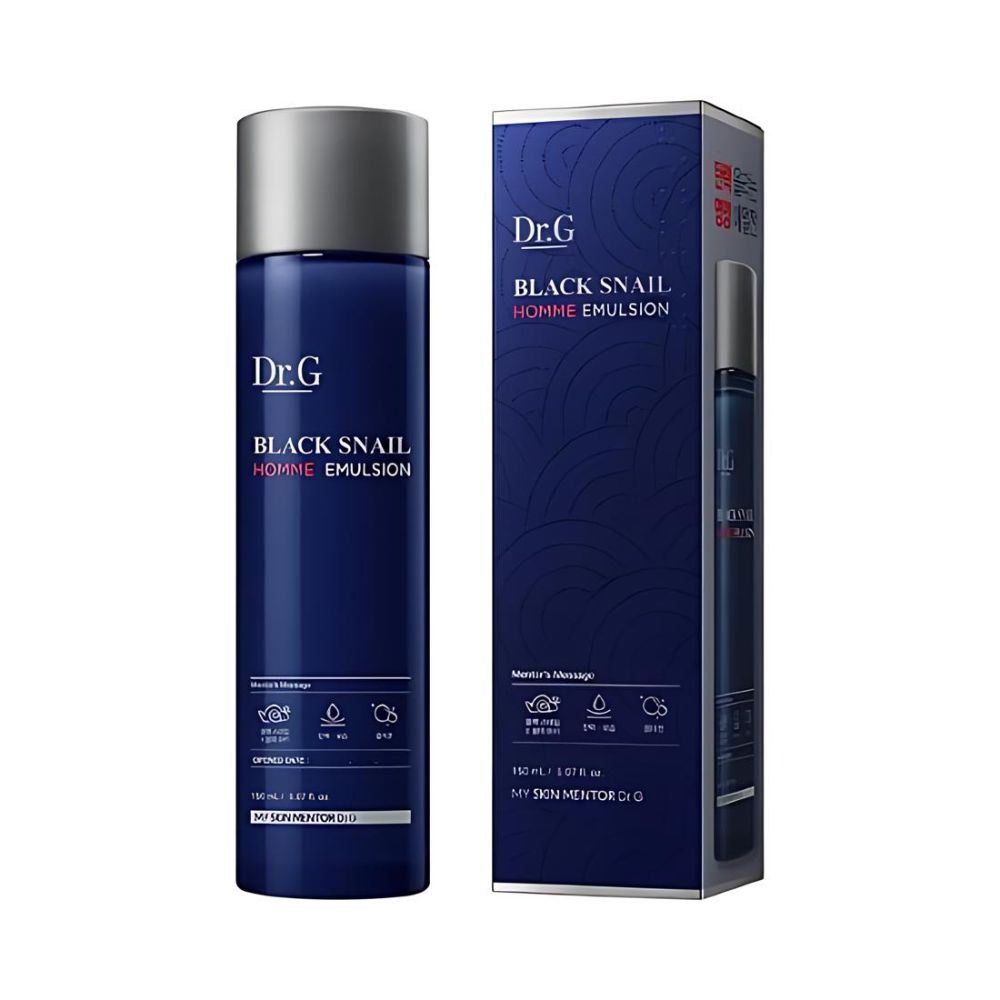 The Dr.G Black Snail Homme Emulsion 150ml is a lightweight, hydrating emulsion specifically designed for men's skincare needs.