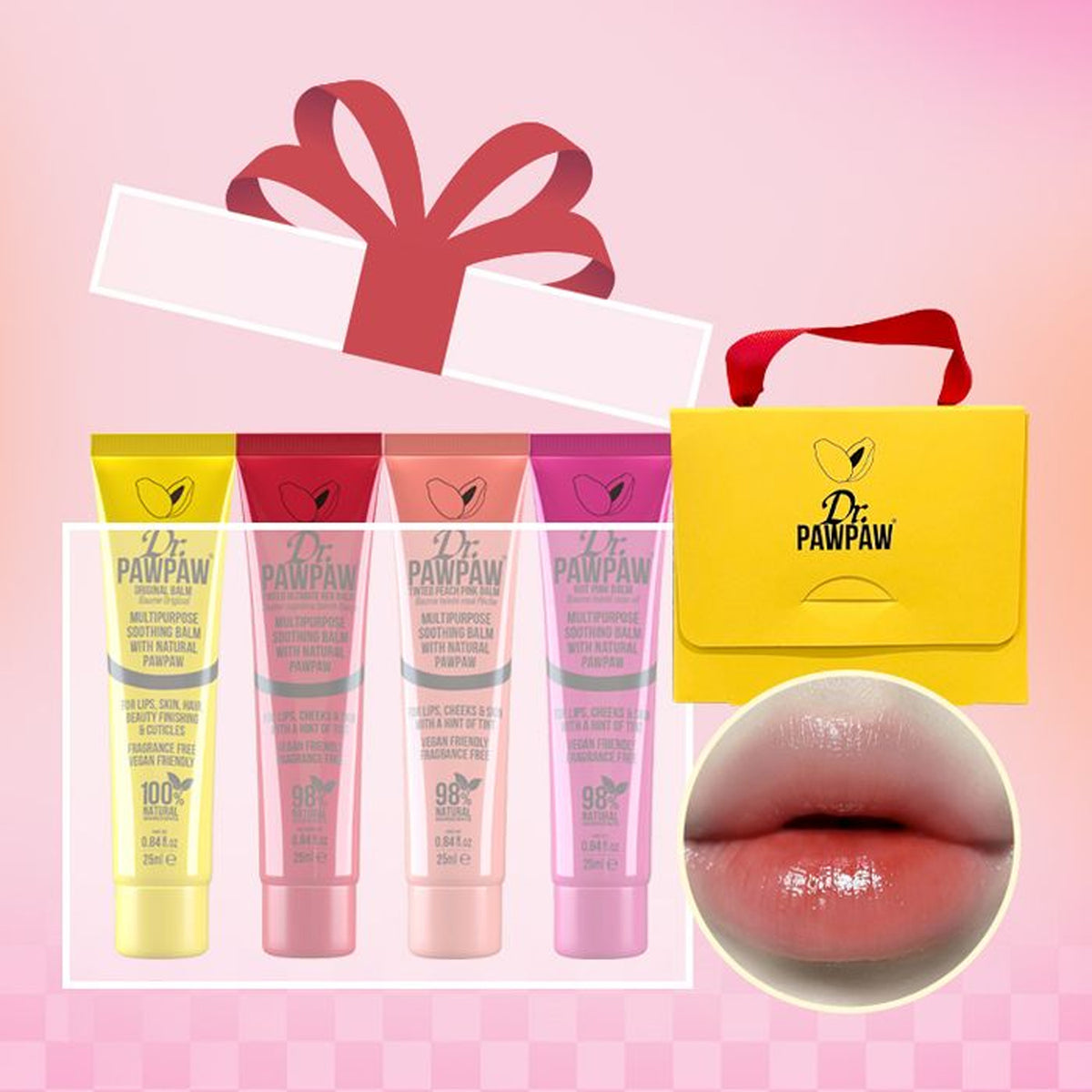 Dr.Pawpaw Lip Balm 25ml Original + Red + Peach Pink + Hot Pink + Mini Box Set