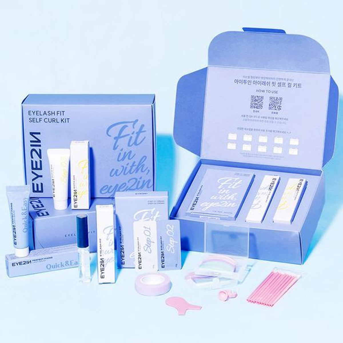 Eye2in Eyelash Perm & Care All in One Kit - 10 usos (bálsamos de pestañas incluidos)