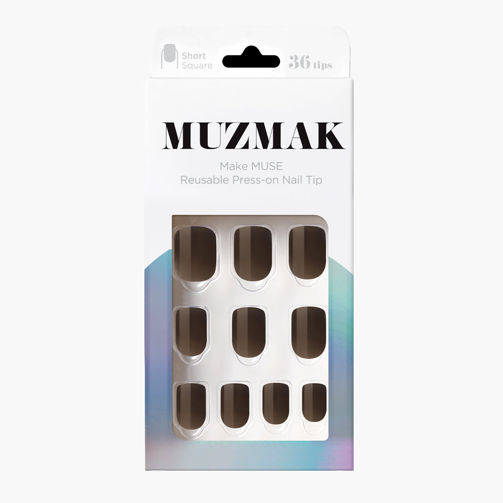 MUZMAK Nail Tips 36pcs #Earl Grey(Short Square)