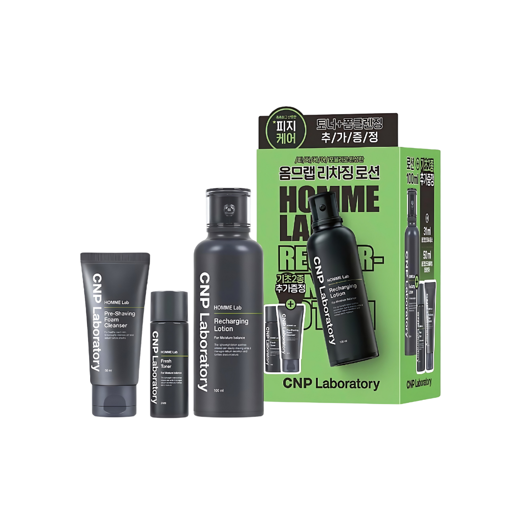 CNP Homme Lab Recharging Lotion 100ml Special Set (+Toner 31ml & Cleansing Foam 50ml)