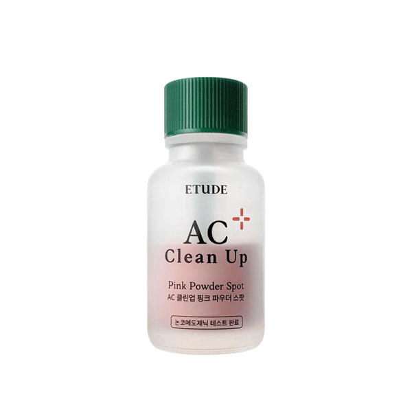 The Etude House AC Clean Up Pink Powder Spot (15ml) is a targeted treatment designed to address acne and blemishes.