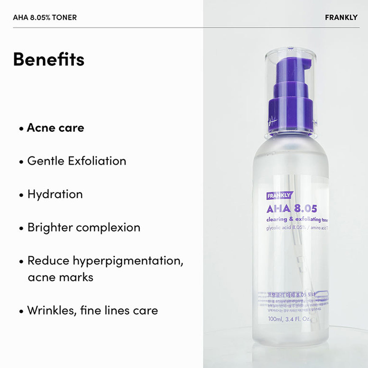 Francamente, AHA 8.05% Tóner 100 ml