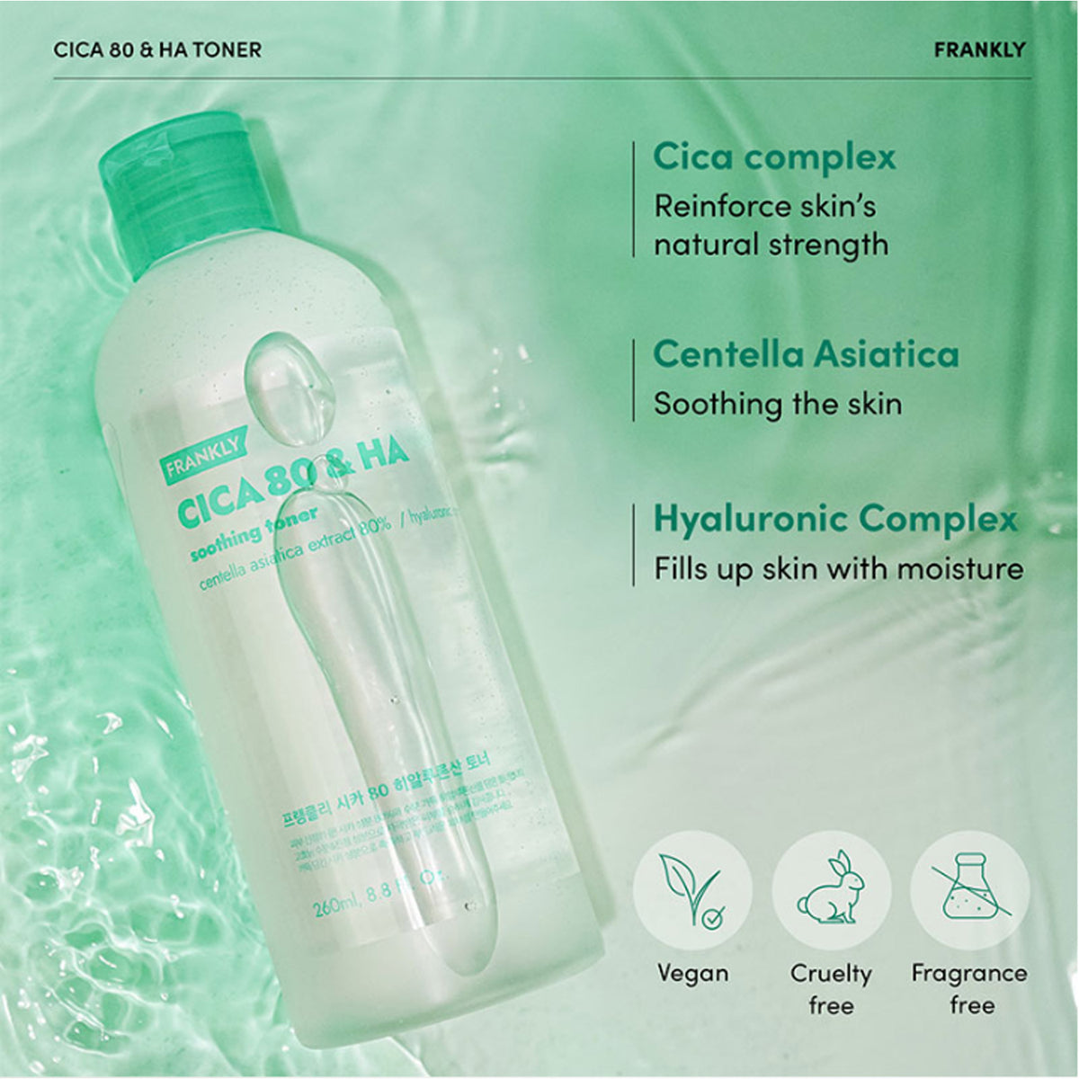 FRANKLY Cica 80% & Hyaluronic Acid Toner 260ml