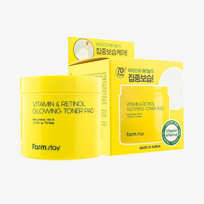 Farmstay Vitamin & Retinol Glowing Toner Pad 140ml (70ea)
