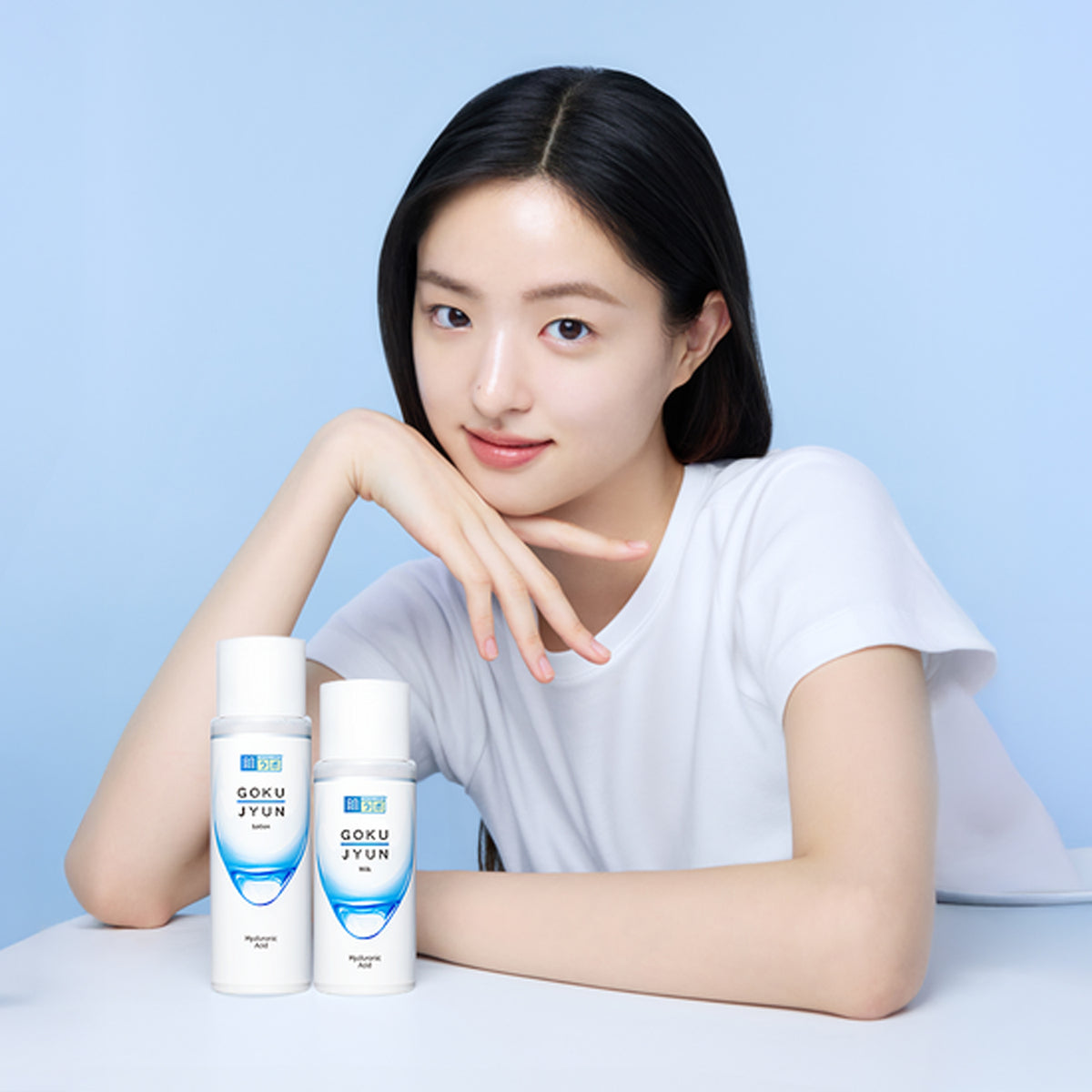 HADALABO Gokujyun 2P Set (Lotion 170ml+Milk 140ml+Hair Band)