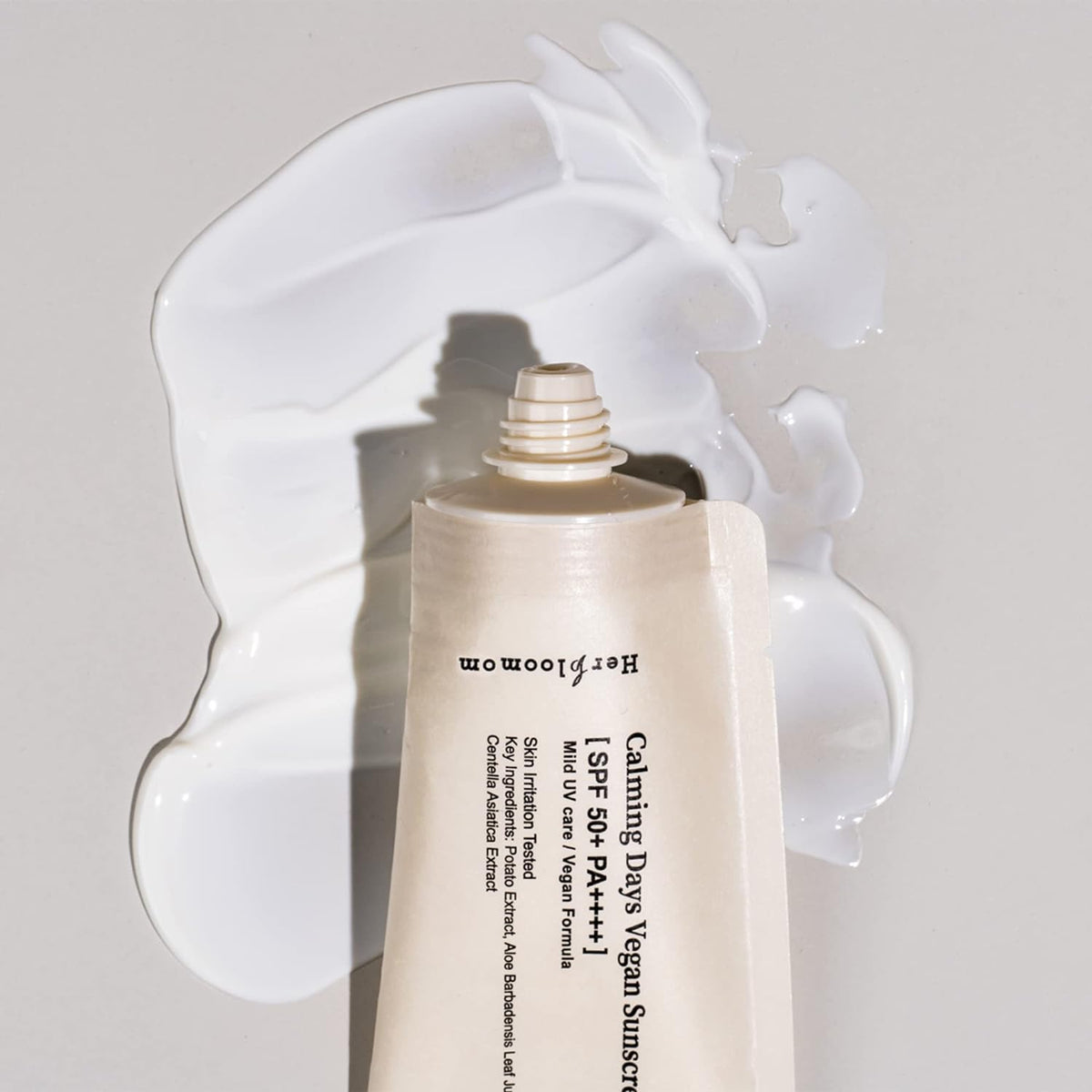 Vegan Herbloom Calming Days Sunscreen SPF 50+ PA++++ 50ml bottle, perfect for calming and protecting skin.