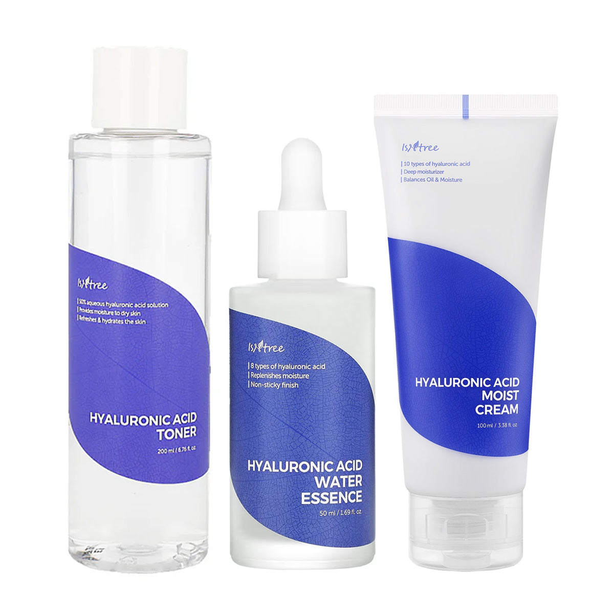 Isntree Hyaluronic Acid Moisture Set (Toner + Water Essence + Cream)