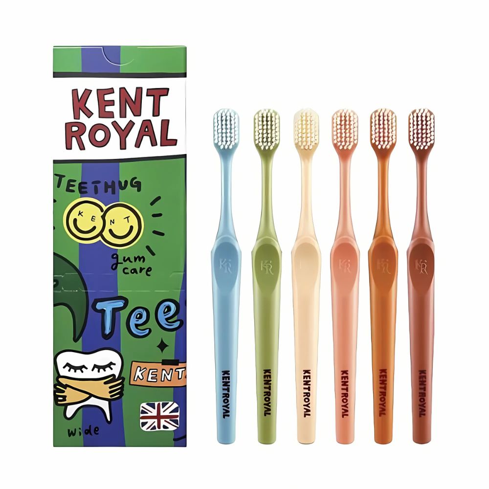 The KENT ROYAL Teeth Hug Ultra-Fine Wide Toothbrushes 6-Pack is designed for an exceptionally thorough yet gentle cleaning experience.