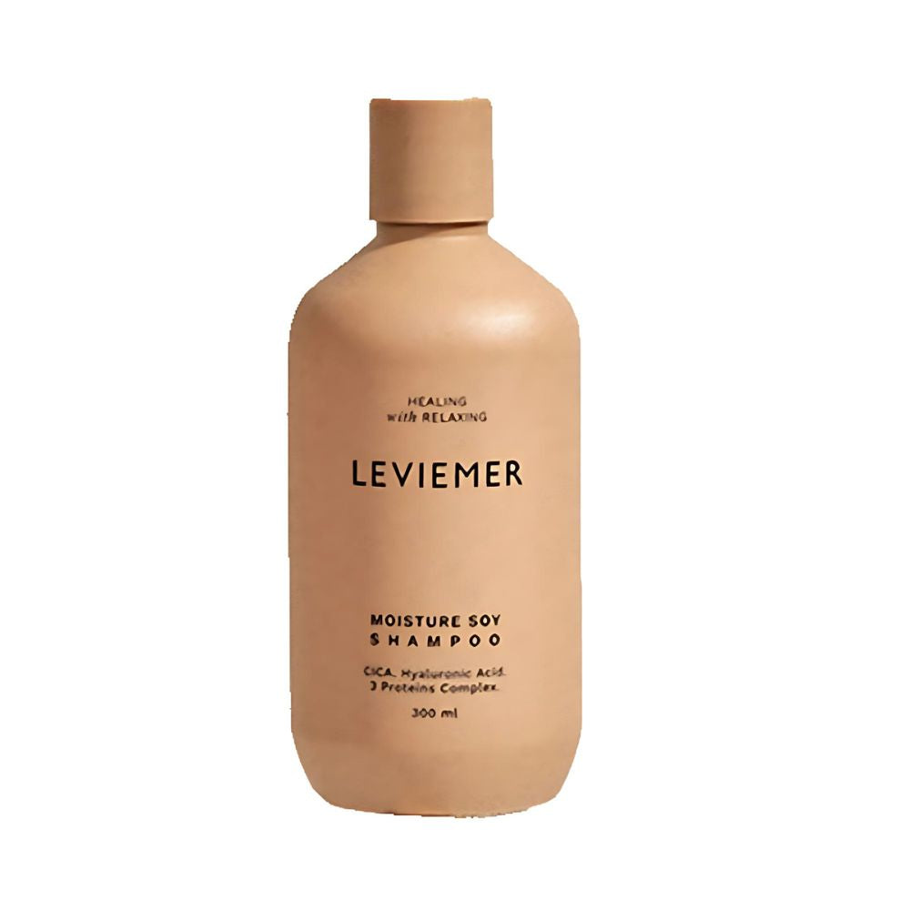 LEVIEMER Moisture Soy Shampoo 300ml is a nourishing hair care product formulated with soy protein to provide deep hydration and strengthen the hair.