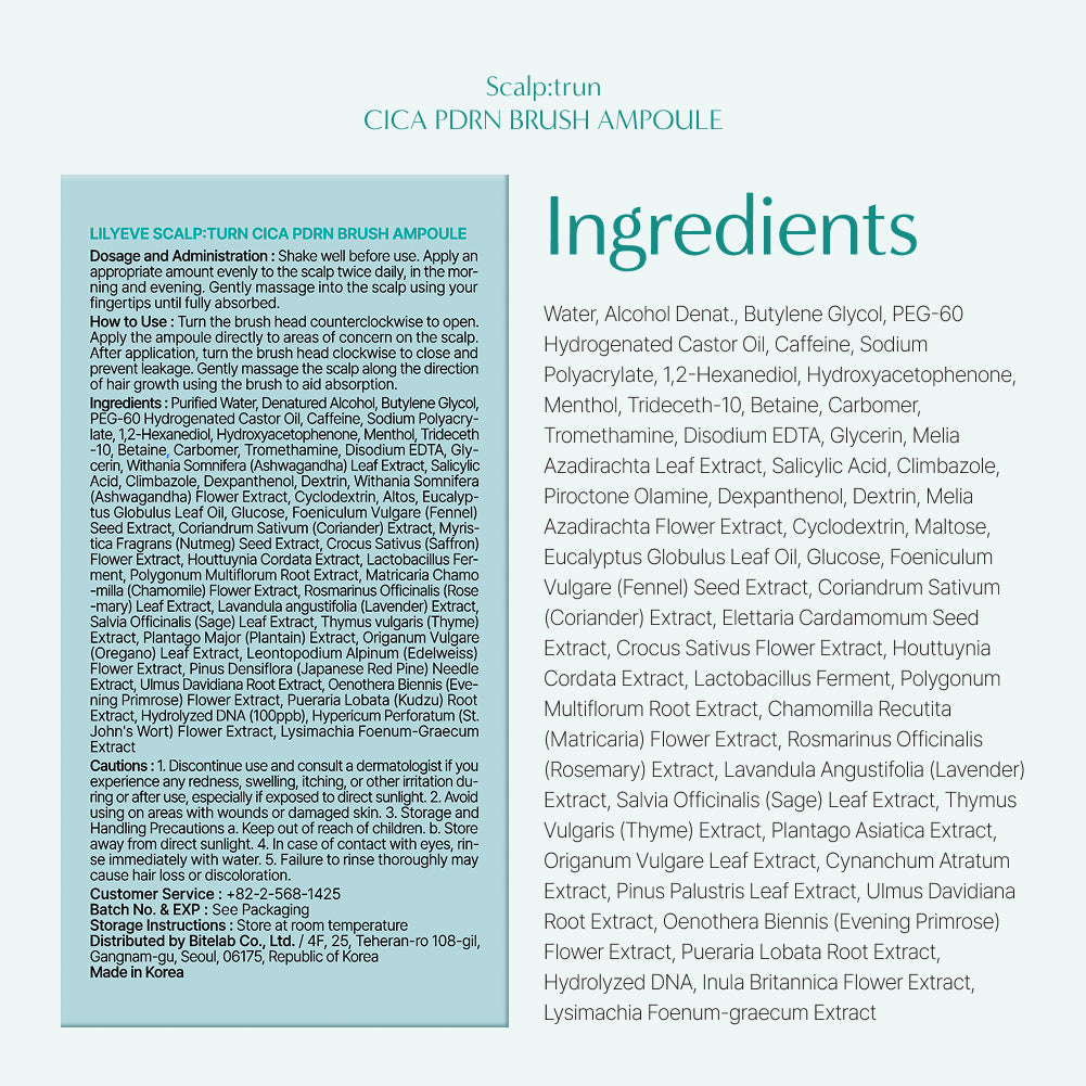 lilyeve Scalp:Turn Cica PDRN Brush Ampoule 100ml