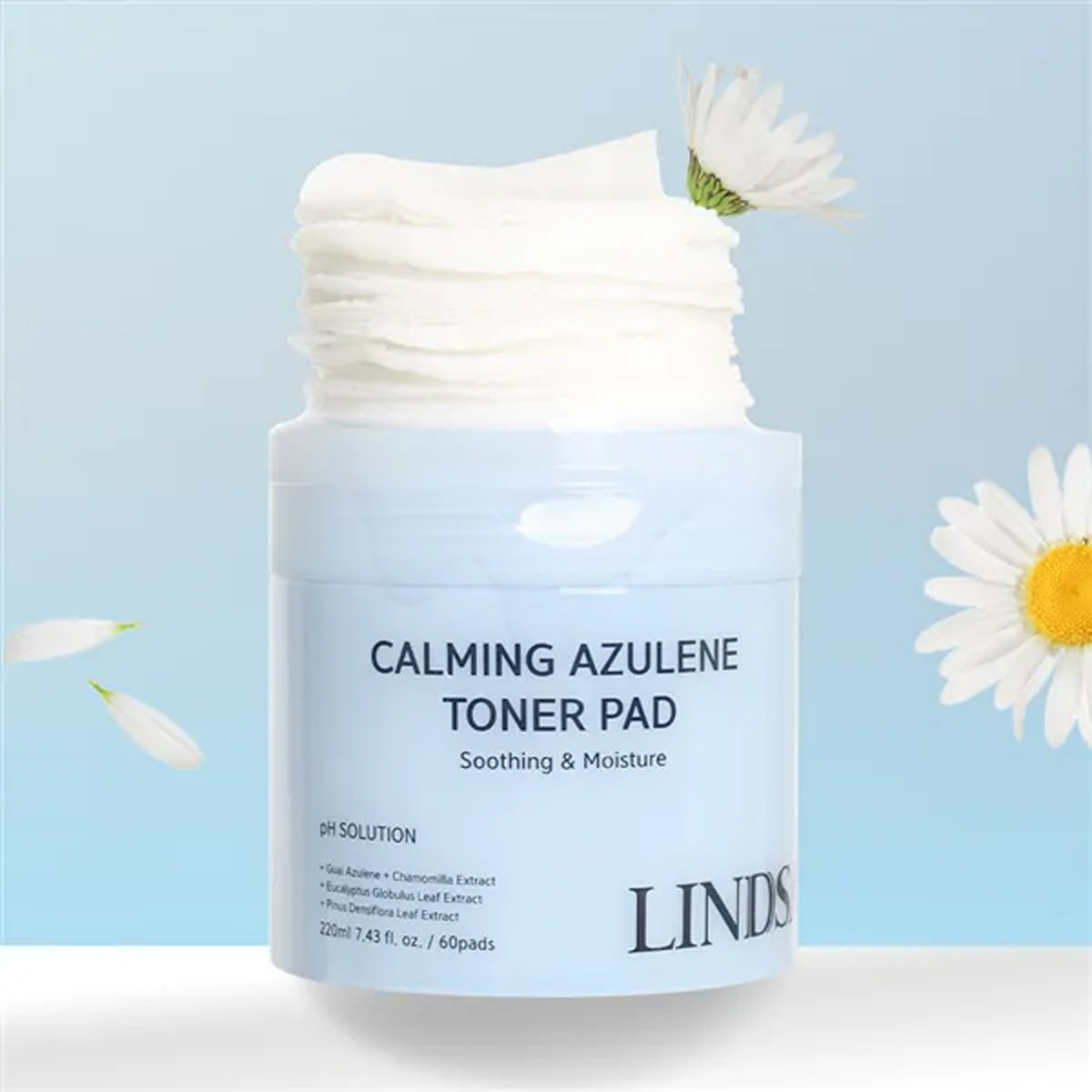 LINDSAY PH Solution Calming Azulene Toner Pad 220ml (60 Pads)