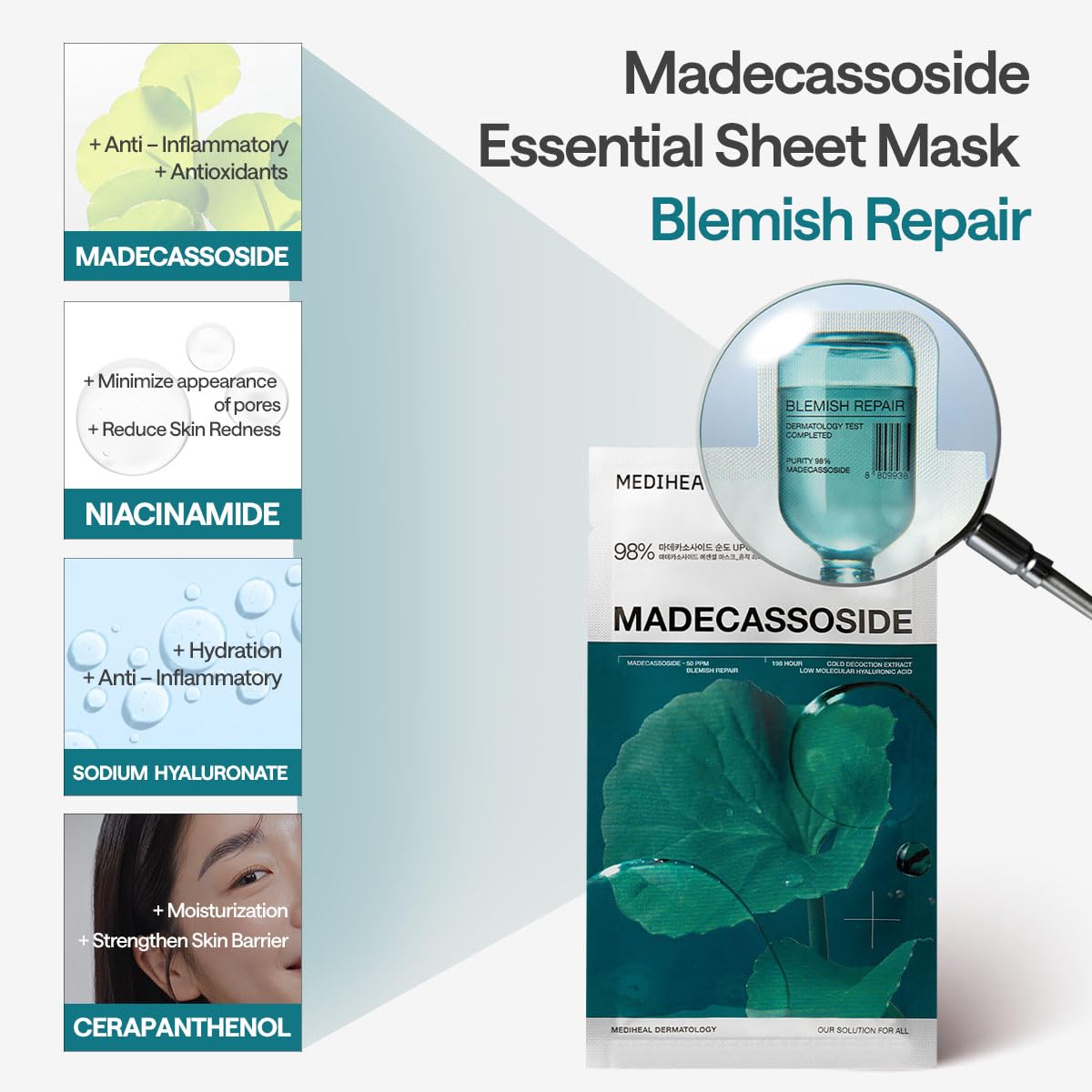MEDIHEAL Madecassoside Essential Mask Blemish Repair 10ea